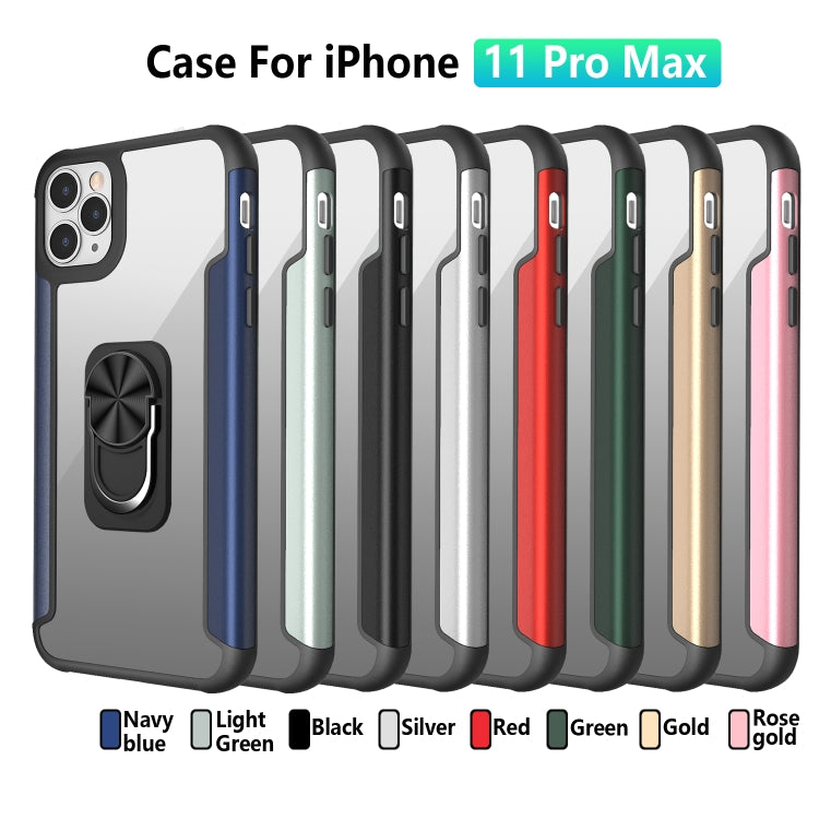 For iPhone 11 Pro Max PC +TPU + Metal Shockproof Protective Case with Ring Holder