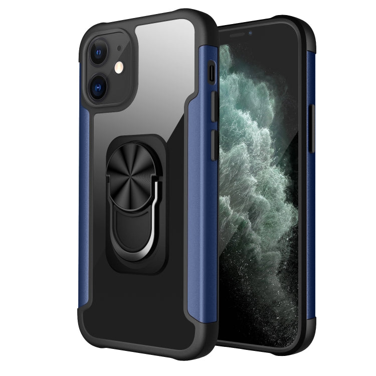 For iPhone 12 mini PC +TPU + Metal Shockproof Protective Case with Ring Holder