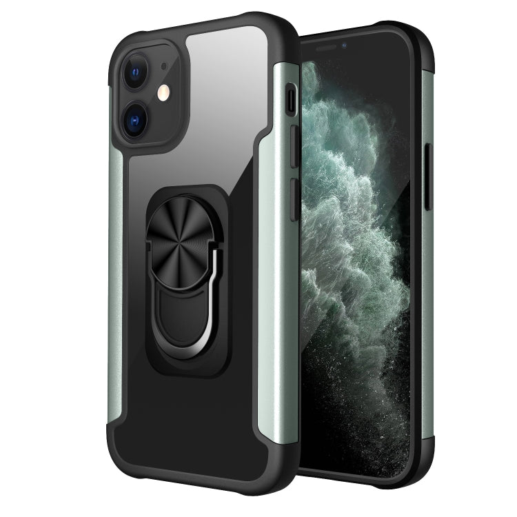 For iPhone 12 mini PC +TPU + Metal Shockproof Protective Case with Ring Holder