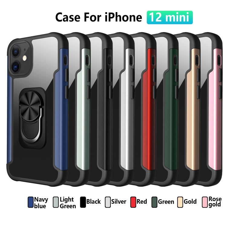 For iPhone 12 mini PC +TPU + Metal Shockproof Protective Case with Ring Holder