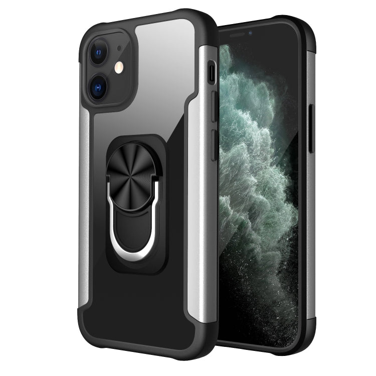 For iPhone 12 mini PC +TPU + Metal Shockproof Protective Case with Ring Holder