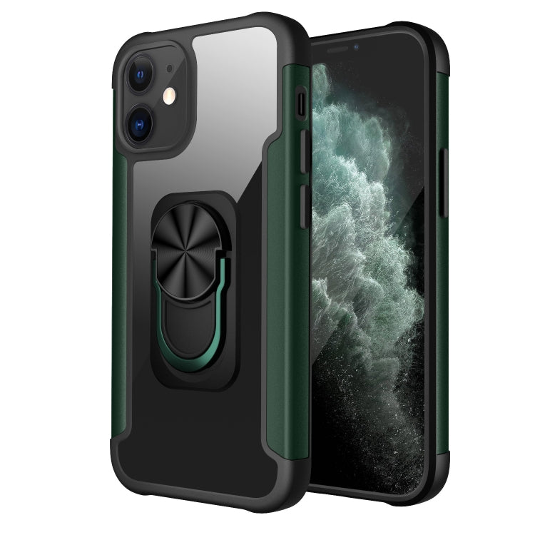 For iPhone 12 mini PC +TPU + Metal Shockproof Protective Case with Ring Holder