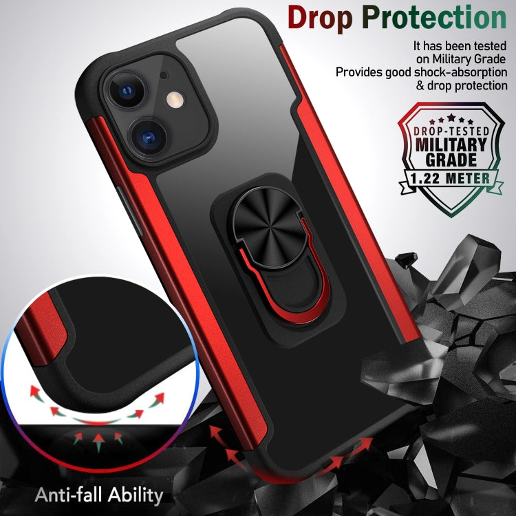 For iPhone 12 mini PC +TPU + Metal Shockproof Protective Case with Ring Holder