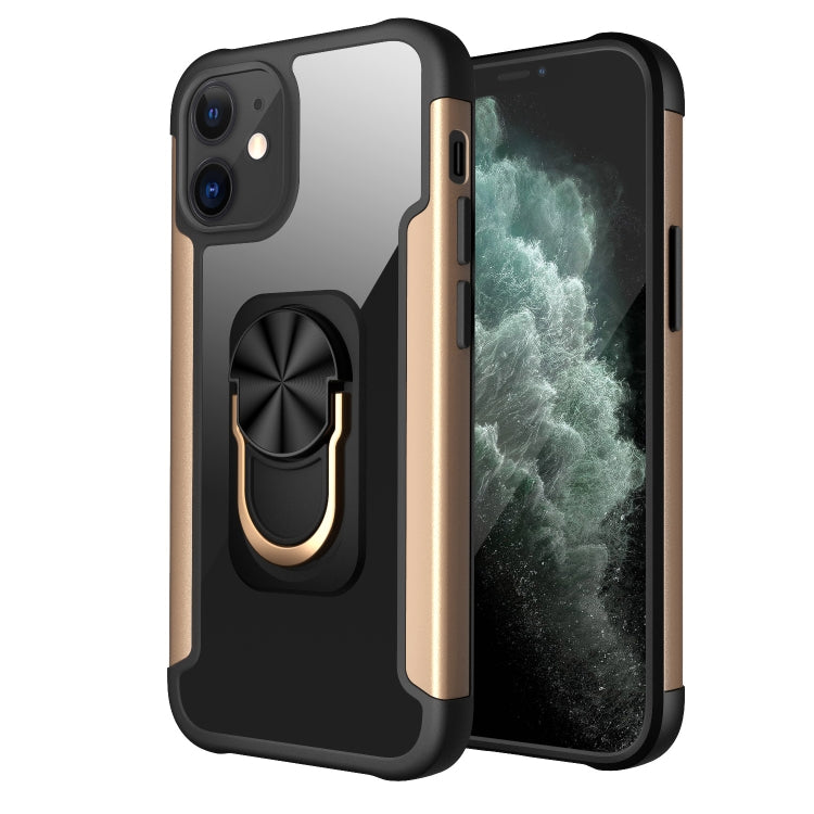 For iPhone 12 mini PC +TPU + Metal Shockproof Protective Case with Ring Holder