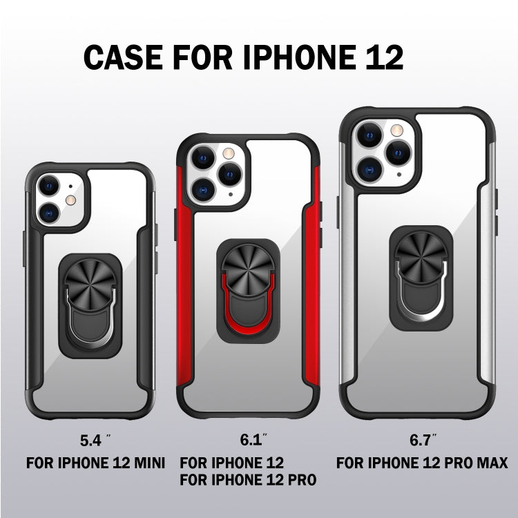 For iPhone 12 mini PC +TPU + Metal Shockproof Protective Case with Ring Holder