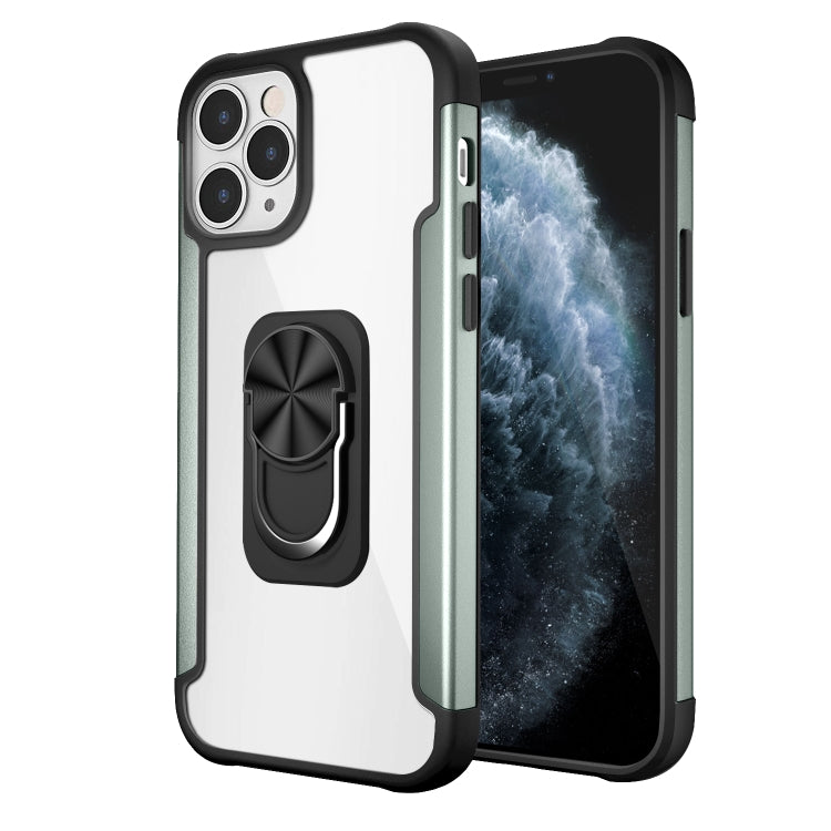For iPhone 12 / 12 Pro PC +TPU + Metal Shockproof Protective Case with Ring Holder