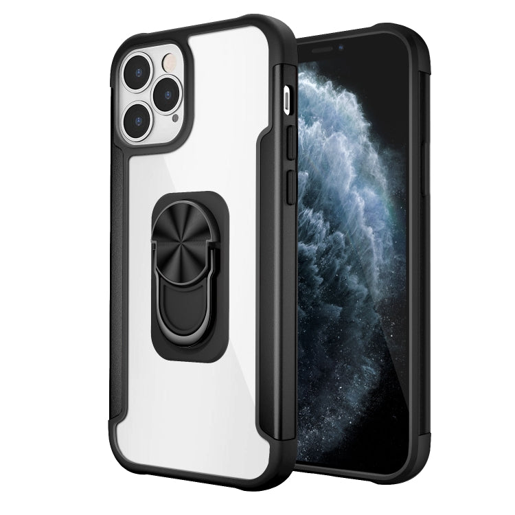 For iPhone 12 / 12 Pro PC +TPU + Metal Shockproof Protective Case with Ring Holder