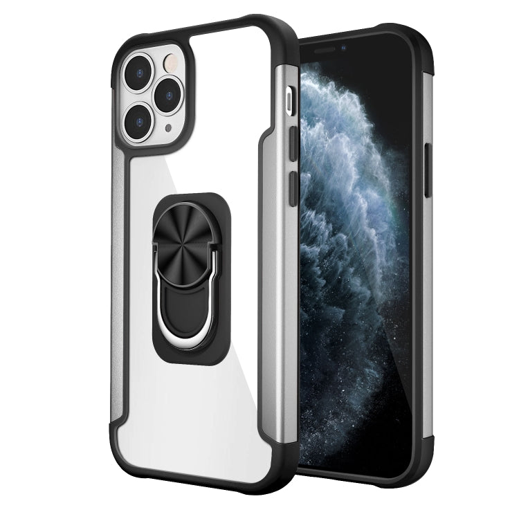 For iPhone 12 / 12 Pro PC +TPU + Metal Shockproof Protective Case with Ring Holder