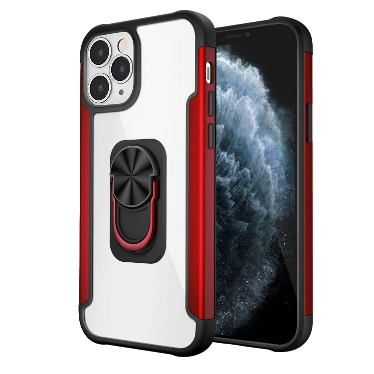 For iPhone 12 / 12 Pro PC +TPU + Metal Shockproof Protective Case with Ring Holder