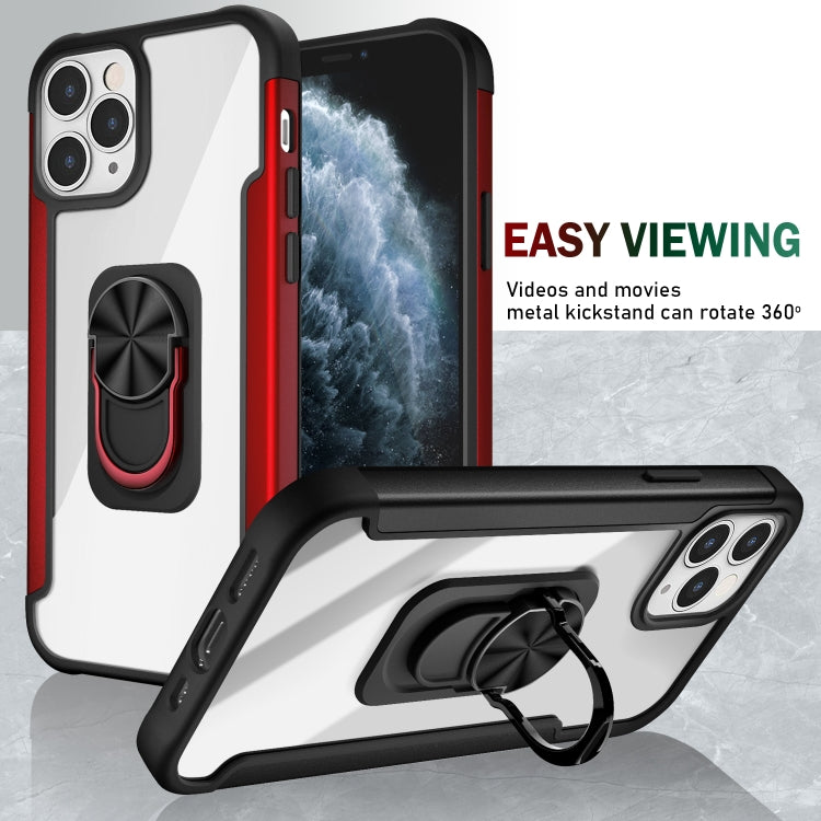 For iPhone 12 / 12 Pro PC +TPU + Metal Shockproof Protective Case with Ring Holder