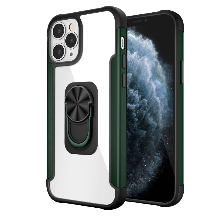 For iPhone 12 / 12 Pro PC +TPU + Metal Shockproof Protective Case with Ring Holder