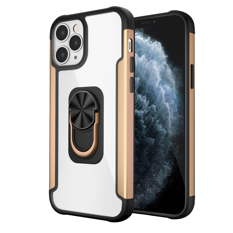 For iPhone 12 / 12 Pro PC +TPU + Metal Shockproof Protective Case with Ring Holder