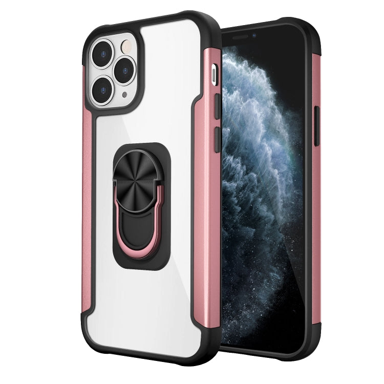 For iPhone 12 / 12 Pro PC +TPU + Metal Shockproof Protective Case with Ring Holder