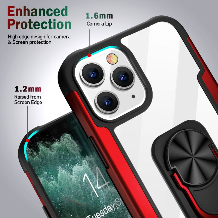 For iPhone 12 / 12 Pro PC +TPU + Metal Shockproof Protective Case with Ring Holder