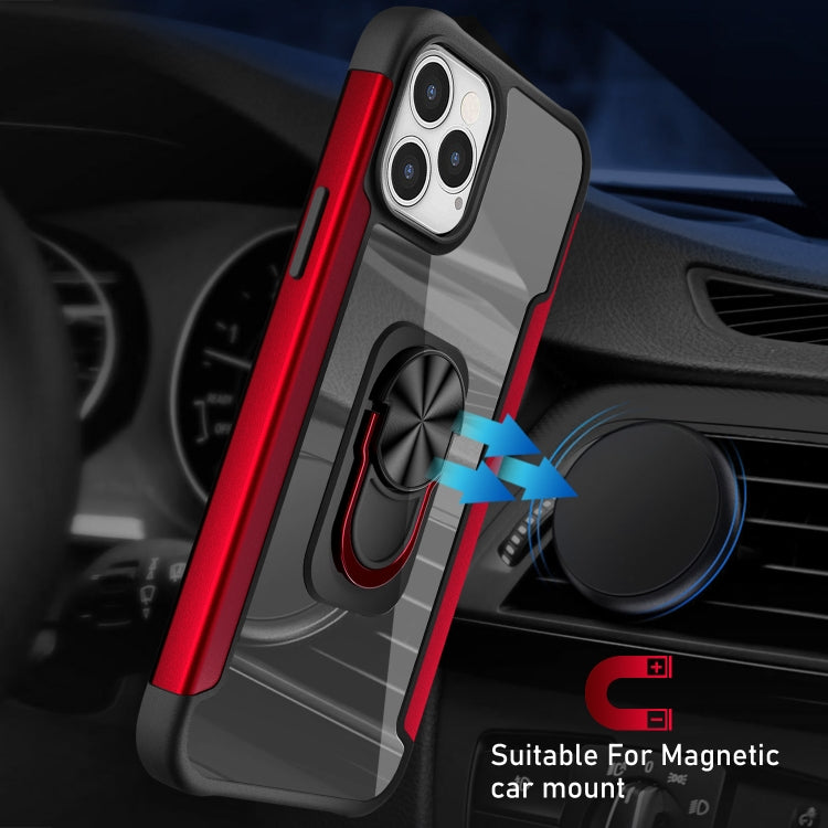 For iPhone 12 / 12 Pro PC +TPU + Metal Shockproof Protective Case with Ring Holder