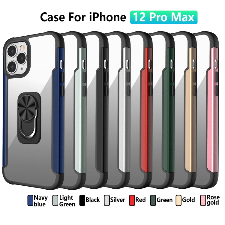 For iPhone 12 Pro Max PC +TPU + Metal Shockproof Protective Case with Ring Holder