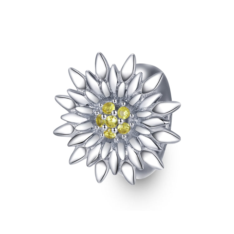 S925 Sterling Silver White Sunflower Beads DIY Bracelet Necklace Accessories