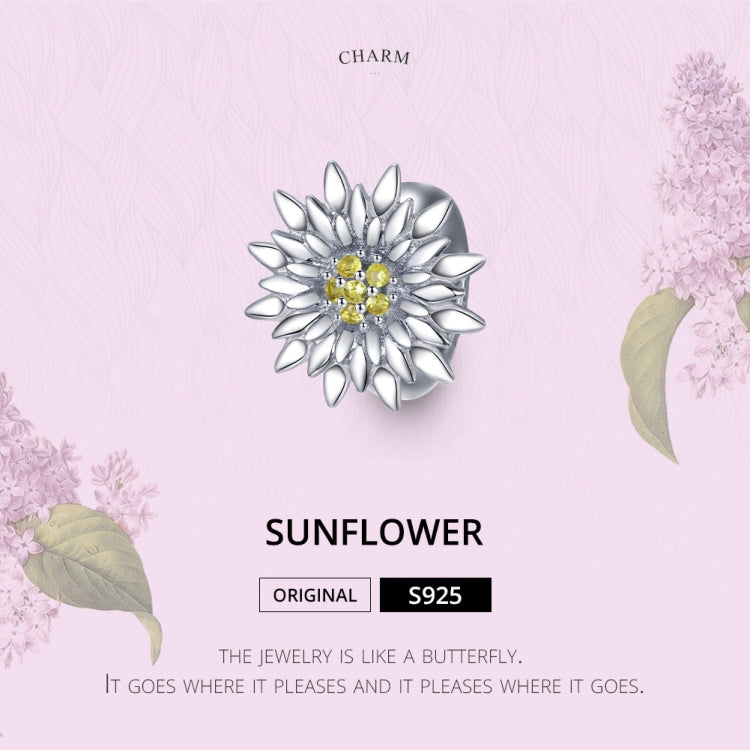 S925 Sterling Silver White Sunflower Beads DIY Bracelet Necklace Accessories