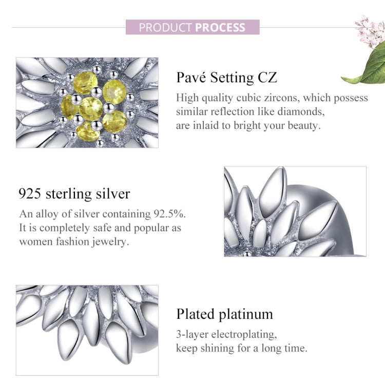 S925 Sterling Silver White Sunflower Beads DIY Bracelet Necklace Accessories