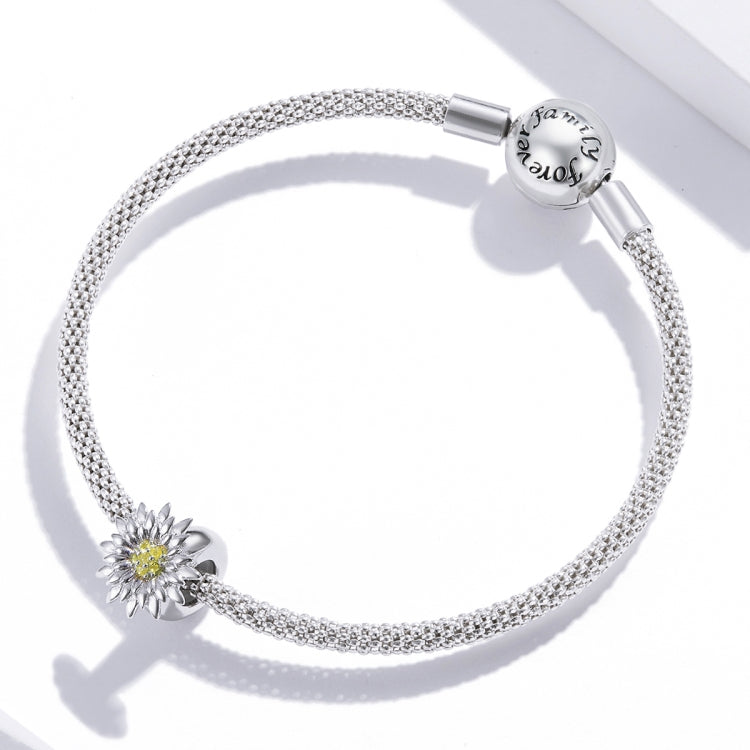 S925 Sterling Silver White Sunflower Beads DIY Bracelet Necklace Accessories
