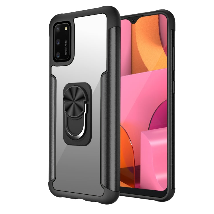 For Samsung Galaxy A02s PC +TPU + Metal Shockproof Protective Case with Ring Holder