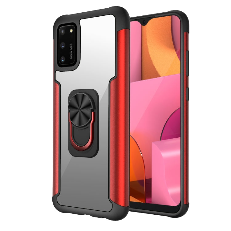 For Samsung Galaxy A02s PC +TPU + Metal Shockproof Protective Case with Ring Holder