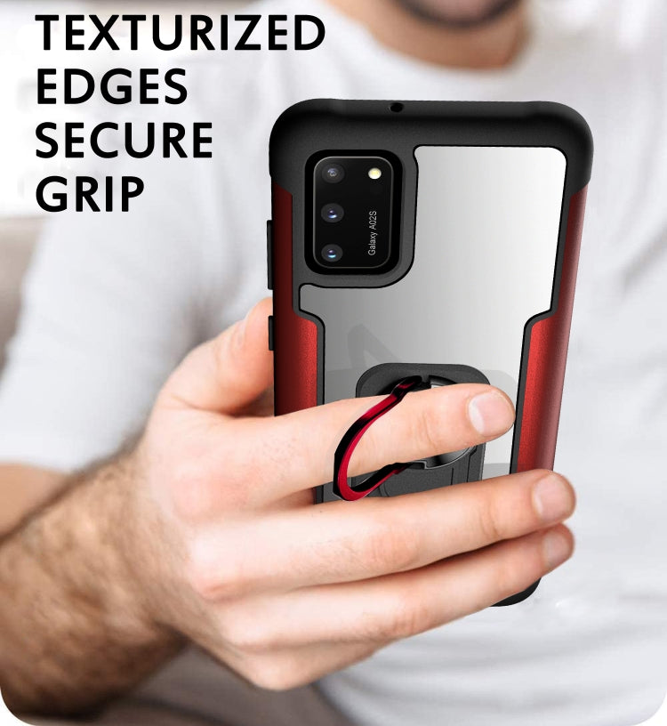 For Samsung Galaxy A02s PC +TPU + Metal Shockproof Protective Case with Ring Holder