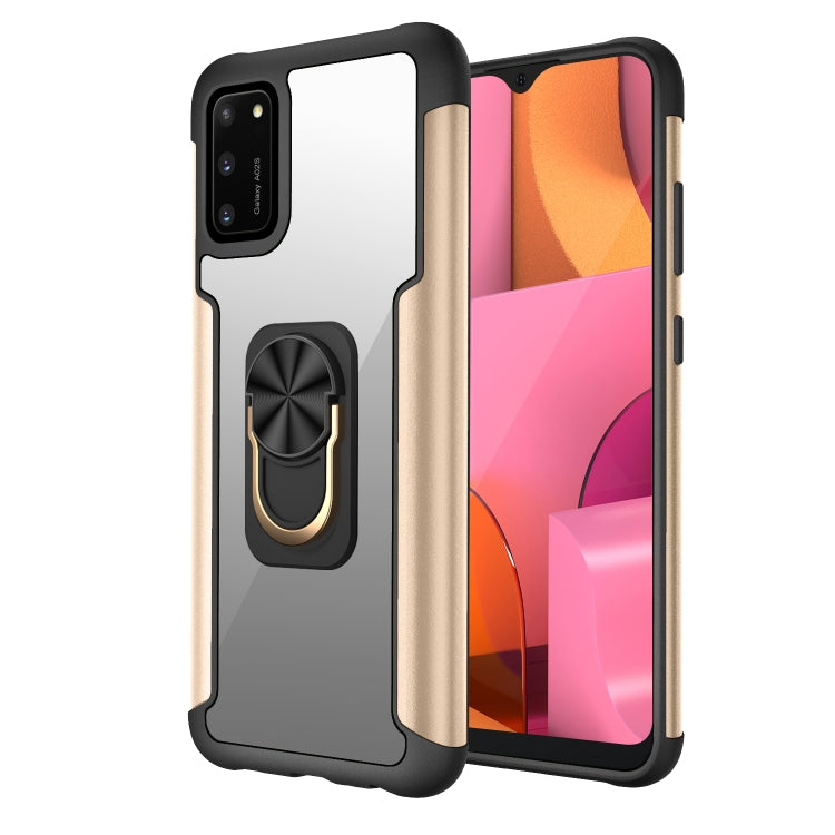 For Samsung Galaxy A02s PC +TPU + Metal Shockproof Protective Case with Ring Holder