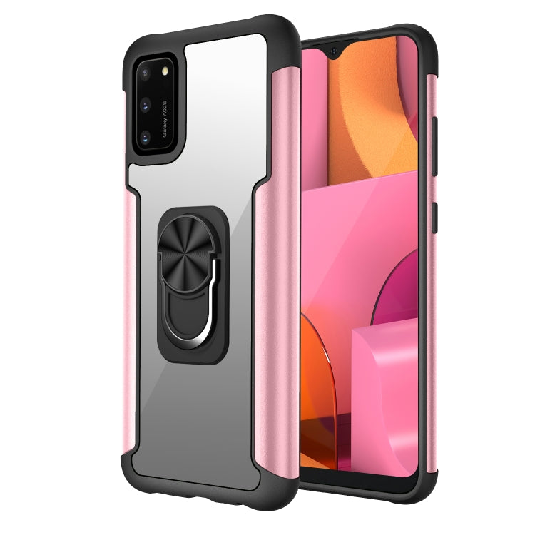 For Samsung Galaxy A02s PC +TPU + Metal Shockproof Protective Case with Ring Holder
