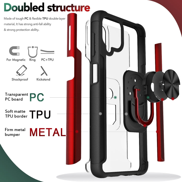For Samsung Galaxy A12 5G PC +TPU + Metal Shockproof Protective Case with Ring Holder