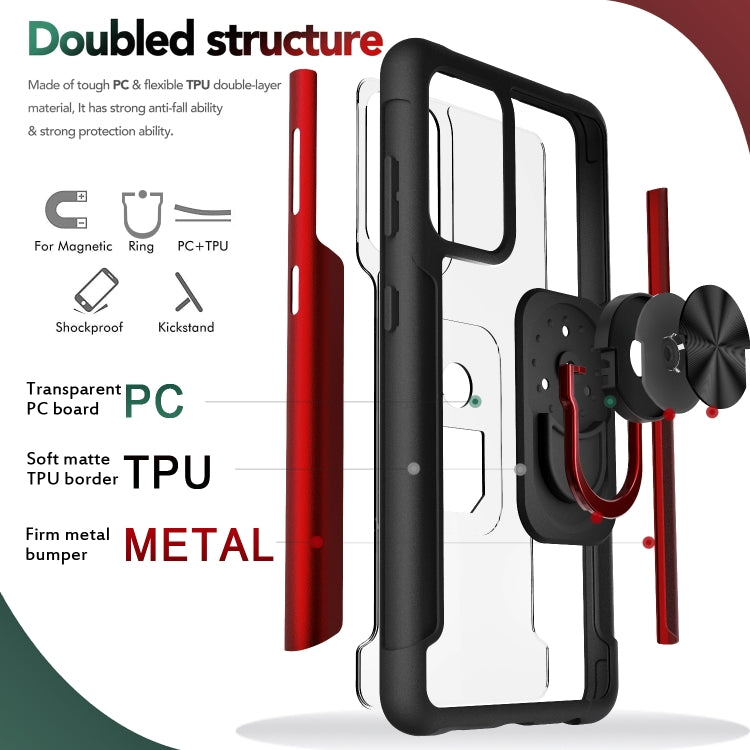 For Samsung Galaxy A72 5G / 4G PC +TPU + Metal Shockproof Protective Case with Ring Holder