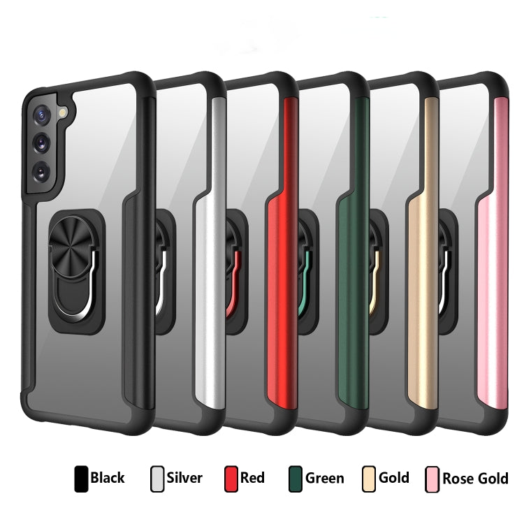 For Samsung Galaxy S21 5G PC +TPU + Metal Shockproof Protective Case with Ring Holder