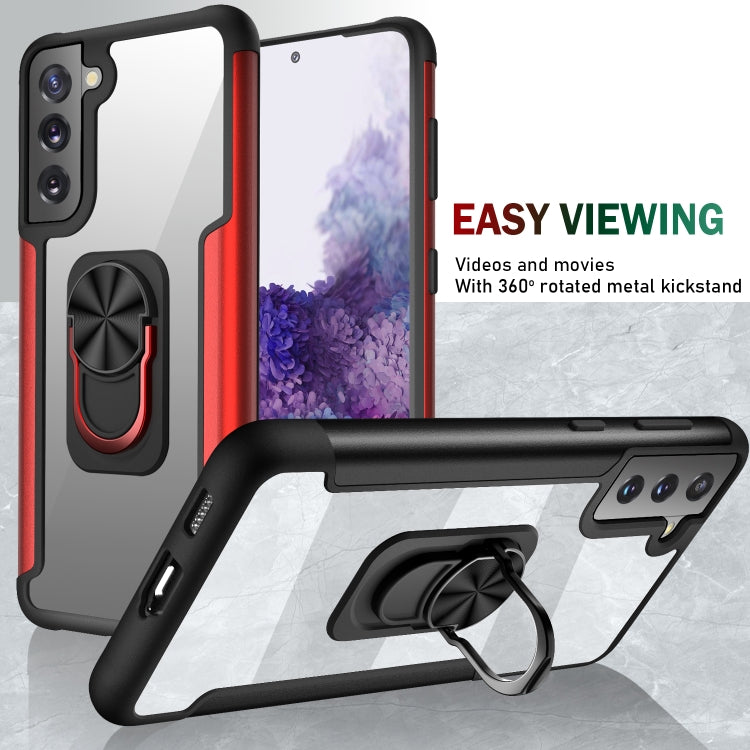 For Samsung Galaxy S21 5G PC +TPU + Metal Shockproof Protective Case with Ring Holder