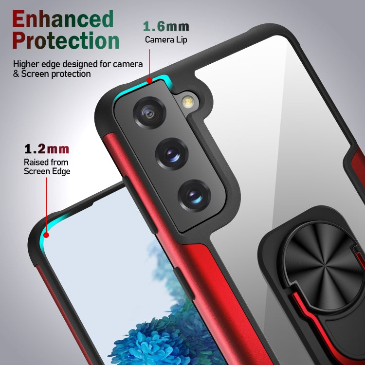 For Samsung Galaxy S21 5G PC +TPU + Metal Shockproof Protective Case with Ring Holder