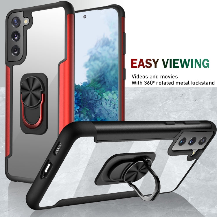 For Samsung Galaxy S21+ 5G PC +TPU + Metal Shockproof Protective Case with Ring Holder