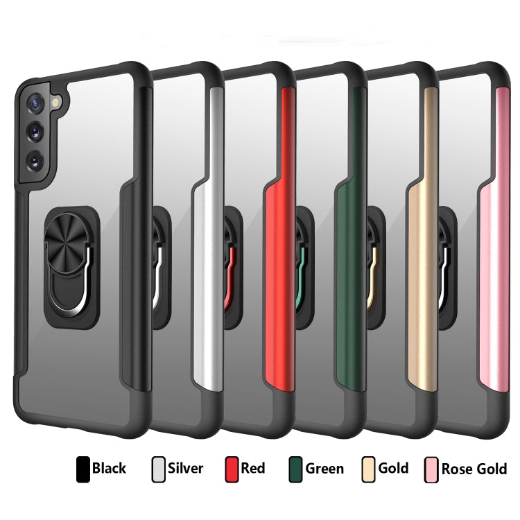 For Samsung Galaxy S21+ 5G PC +TPU + Metal Shockproof Protective Case with Ring Holder