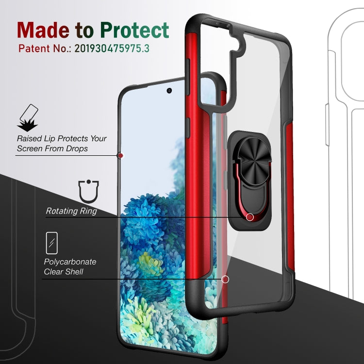 For Samsung Galaxy S21+ 5G PC +TPU + Metal Shockproof Protective Case with Ring Holder