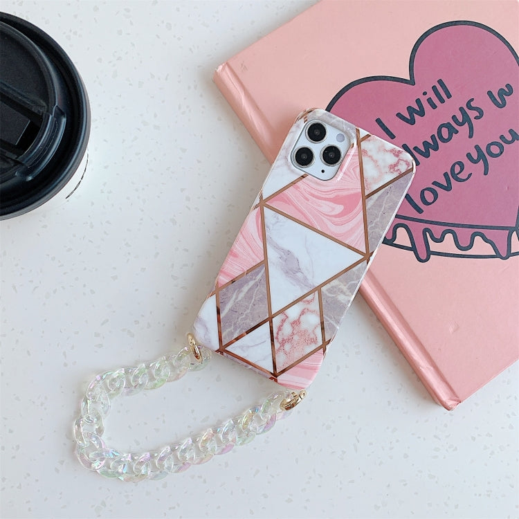 For iPhone 11 Electroplating Splicing TPU Protective Case with Chain Strap