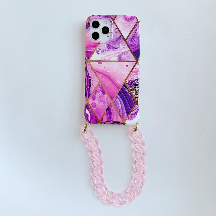 For iPhone 11 Electroplating Splicing TPU Protective Case with Chain Strap