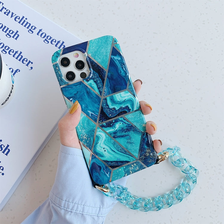 For iPhone 11 Electroplating Splicing TPU Protective Case with Chain Strap