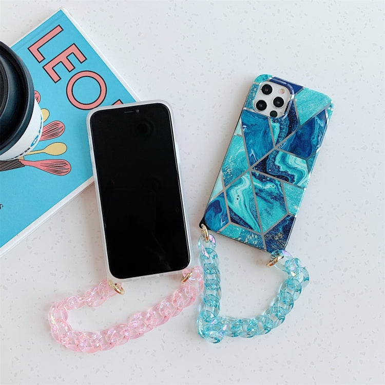 For iPhone 11 Electroplating Splicing TPU Protective Case with Chain Strap