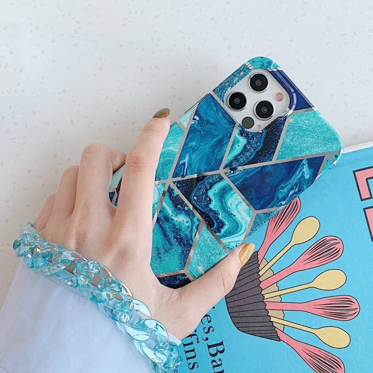 For iPhone 11 Pro Electroplating Splicing TPU Protective Case with Chain Strap