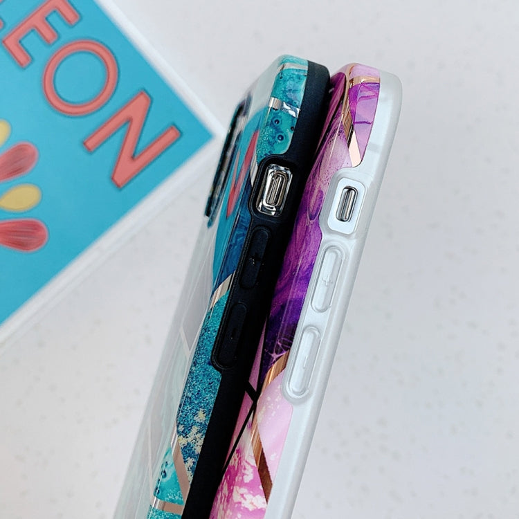 For iPhone 12 mini Electroplating Splicing TPU Protective Case with Chain Strap