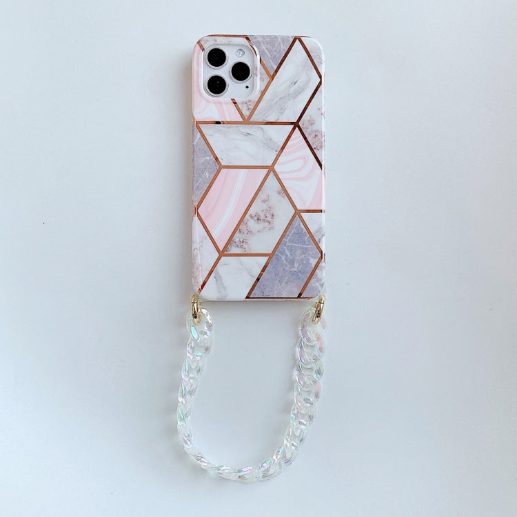 For iPhone 12 / 12 Pro Electroplating Splicing TPU Protective Case with Chain Strap