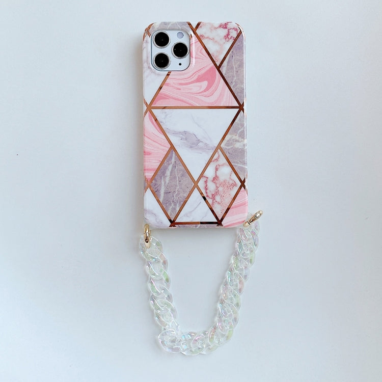 For iPhone 12 Pro Max Electroplating Splicing TPU Protective Case with Chain Strap
