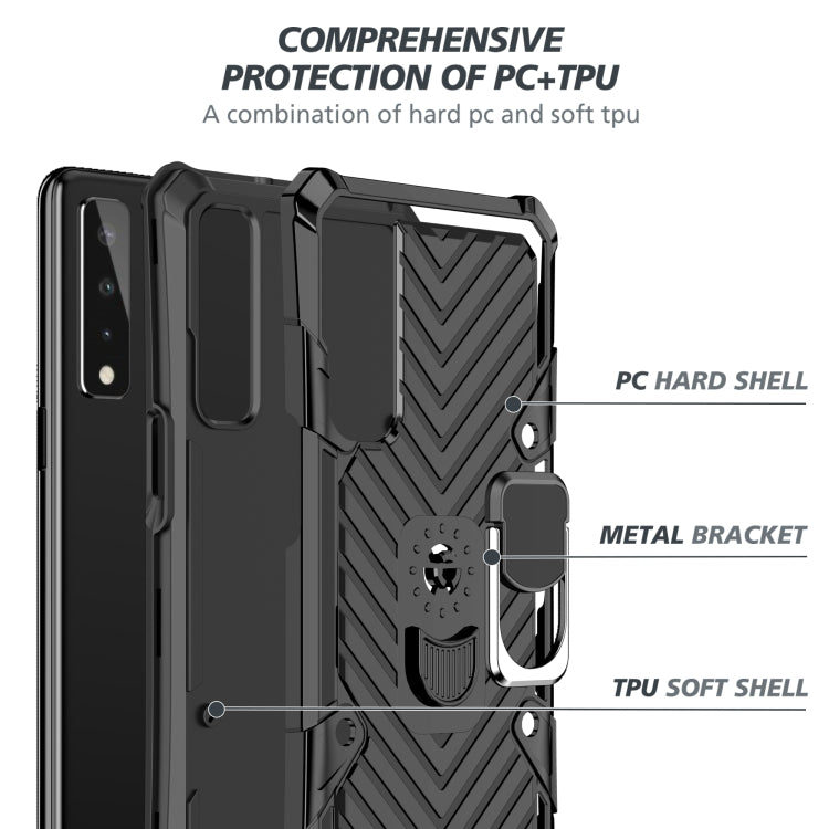 For LG Stylo 7 5G Cool Armor PC + TPU Shockproof Case with 360 Degree Rotation Ring Holder