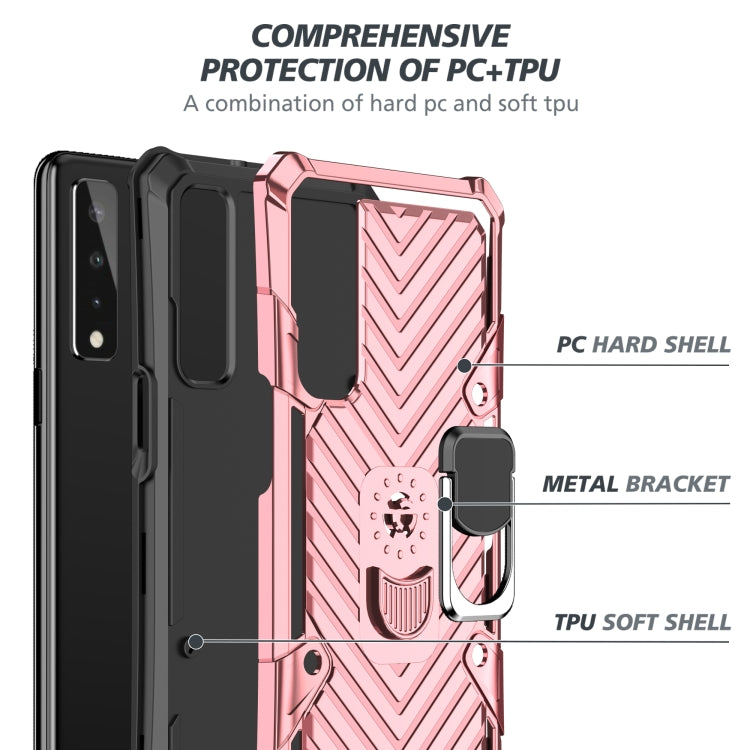 For LG Stylo 7 5G Cool Armor PC + TPU Shockproof Case with 360 Degree Rotation Ring Holder