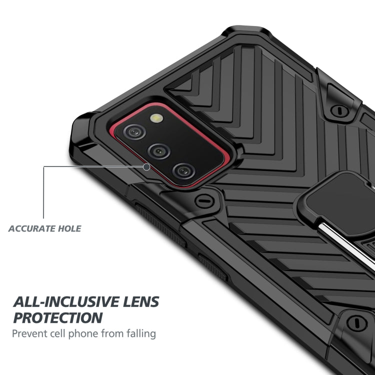 For Samsung Galaxy A02s (US Version) Cool Armor PC + TPU Shockproof Case with 360 Degree Rotation Ring Holder