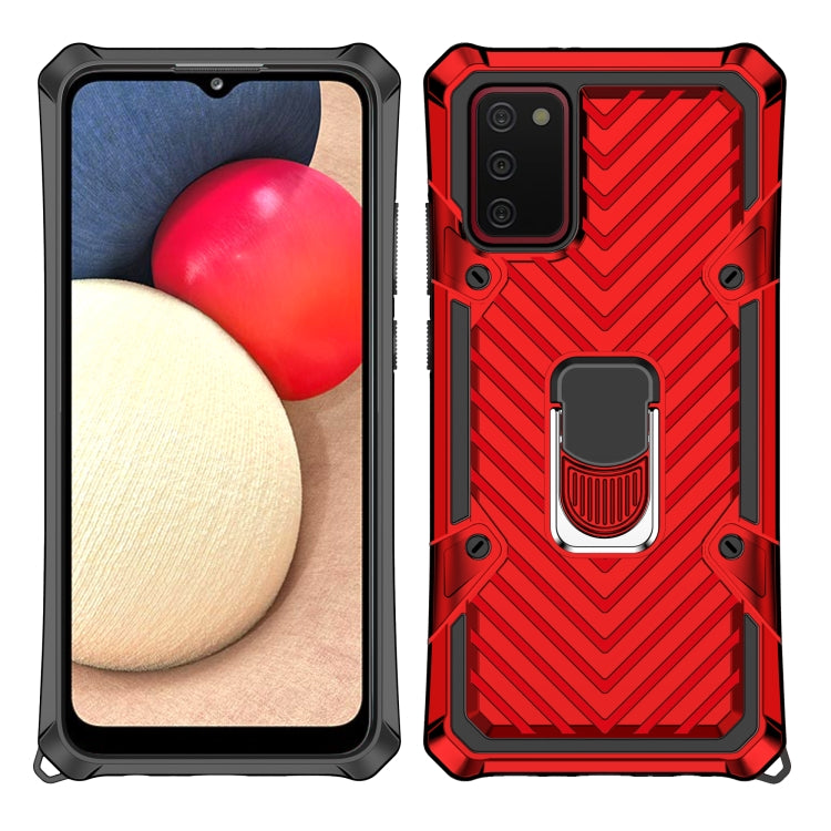 For Samsung Galaxy A02s (US Version) Cool Armor PC + TPU Shockproof Case with 360 Degree Rotation Ring Holder