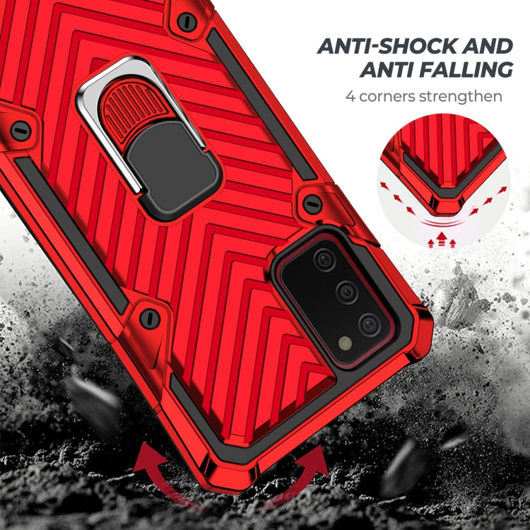 For Samsung Galaxy A02s (US Version) Cool Armor PC + TPU Shockproof Case with 360 Degree Rotation Ring Holder
